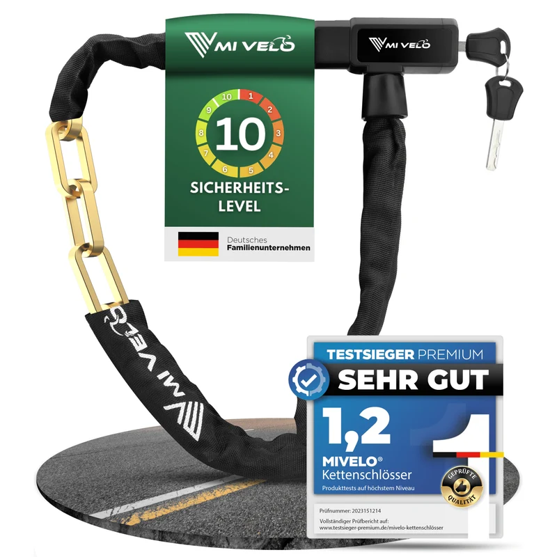 Fahrradschloss mit Vierkant-Kette & Schlüssel 85/100cm