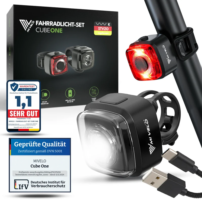 Fahrradlicht Set 30 LUX „CUBE ONE“