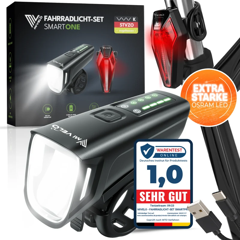 Fahrradlicht Set 100Lux „SMART ONE“