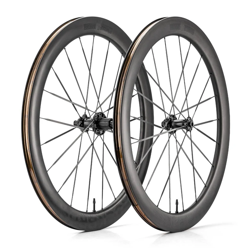 ROCKBROS T700 Carbon Laufradsatz 55mm Scheibenbremse Steckachse Laufrad Set for Rennrad Inklusive Vakuum-Reifenkissen