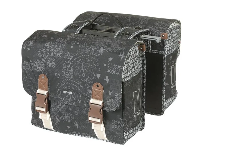 BASIL Bohème Double Bag MIK 2.0 - 35 Liter Doppeltasche wasserabweisend mit Reflektion & MIK 2.0-Adapterplatte