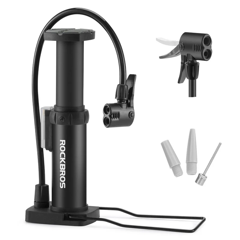 ROCKBROS Mini Tragbare Luftpumpe Fußpumpen for alle Ventile SV/AV