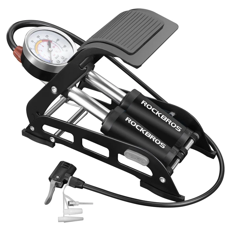 ROCKBROS Luftpumpe Fußpumpe med Doppelzylinder Manometer