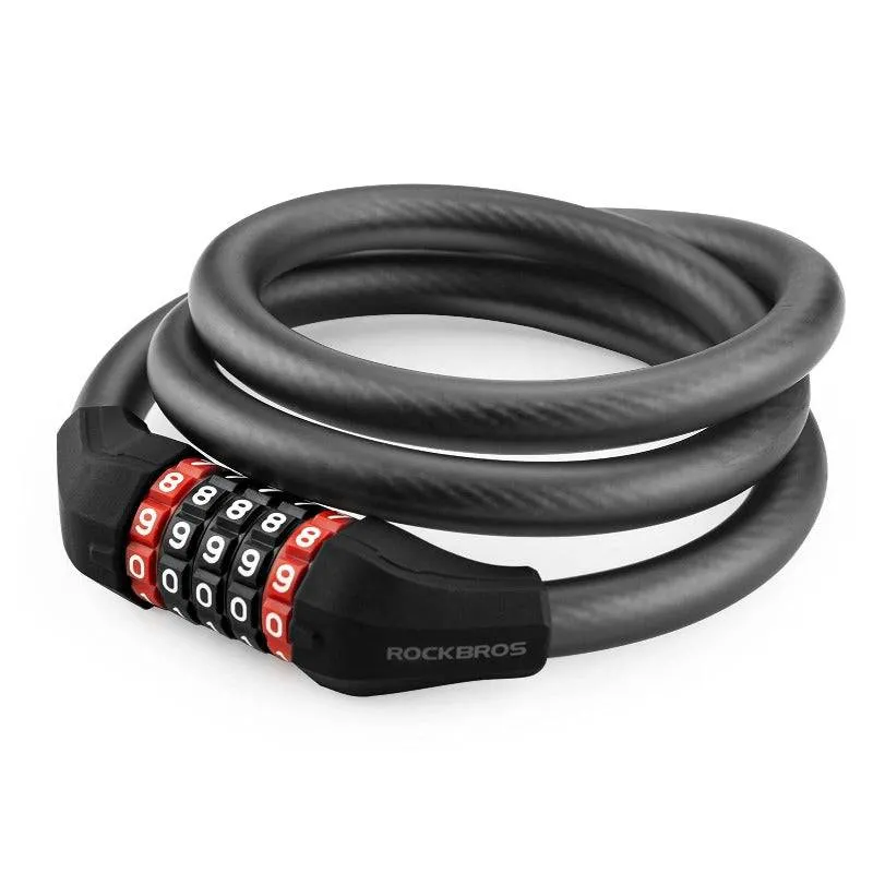 ROCKBROS Fahrradschloss med 5-stjernet Zahlencode fra PVC og Stahl