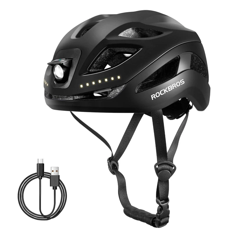 ROCKBROS Fahrradhelm mit Licht, med USB 1800 mAh Atmungsaktiv 58-60 cm
