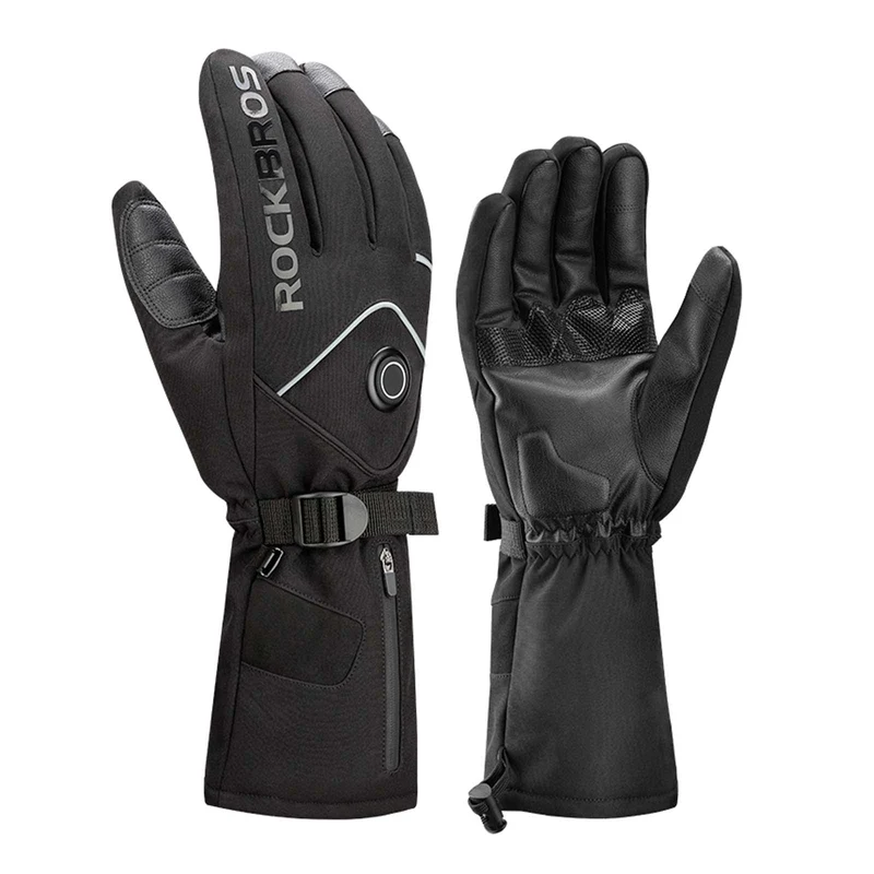 ROCKBROS Winter Skihandschuhe Wiederaufladbare Beheizte Handschuhe Schwarz