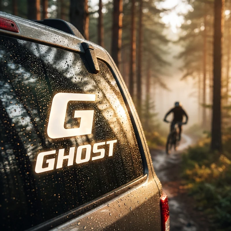 GHOST Fensteraufkleber - Hochwertiger Marken-Sticker für Fahrrad und Auto