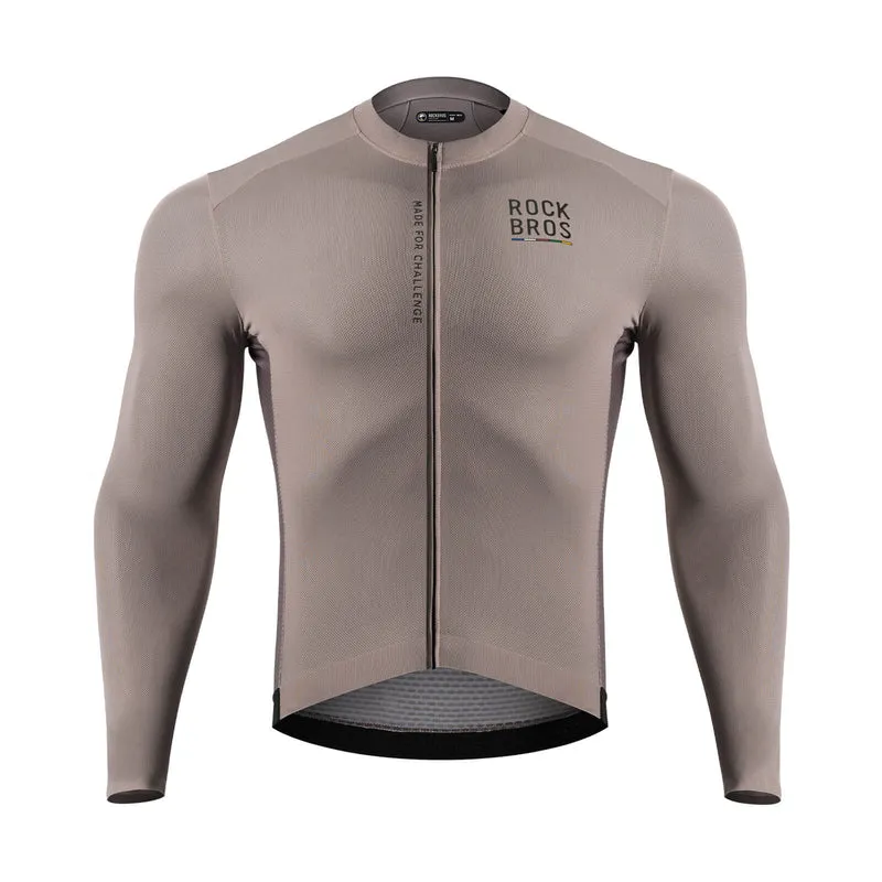 VEJ TIL HIMMEL Langarm-Radtrikot Herren Jersey Erdgrau/Braun