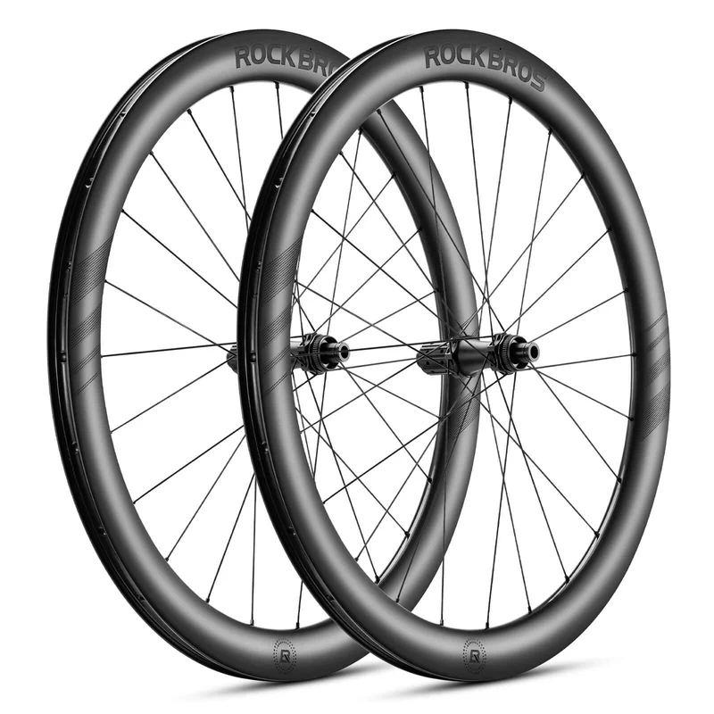 ROCKBROS T700 Carbon Laufradsatz 28'' 50mm Scheibenbremse Steckachse Laufrad Sæt til Rennrad og SHIMANO 8-12 Fach 24 Speichen 36T-Stahllager