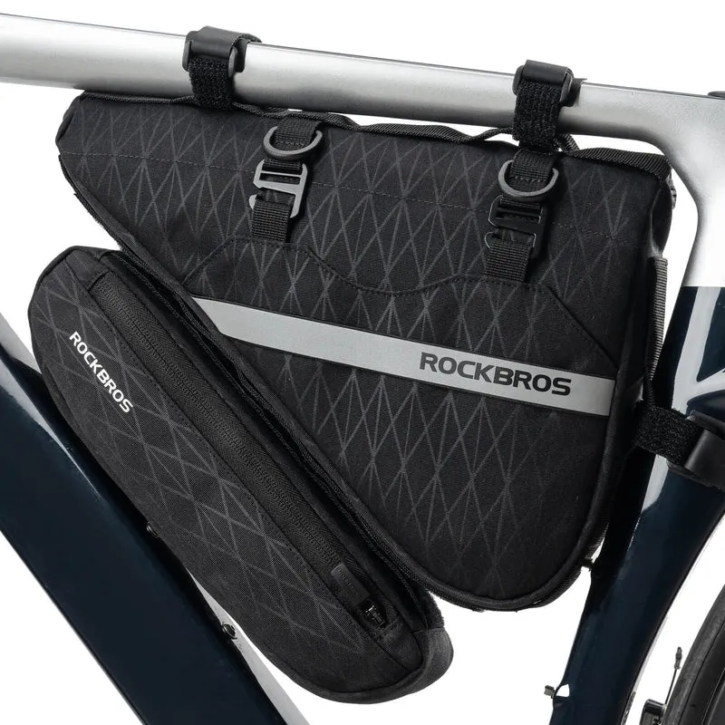 ROCKBROS Fahrradtasche Sæt 2-i-1 Abnehmbare Rahmentasche 1,3 L+0,7 L Schwarz
