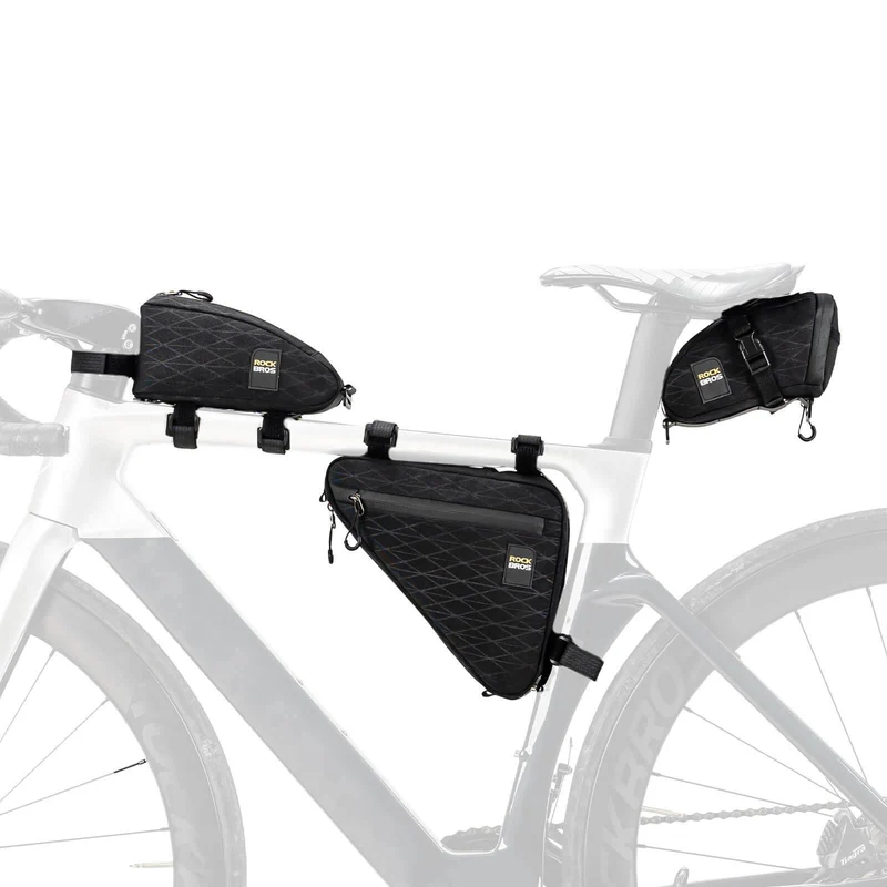 ROCKBROS Fahrradtasche Set Rahmentasche*2+Satteltasche*1 mit Verstellbarer Schultergurt 1,2L