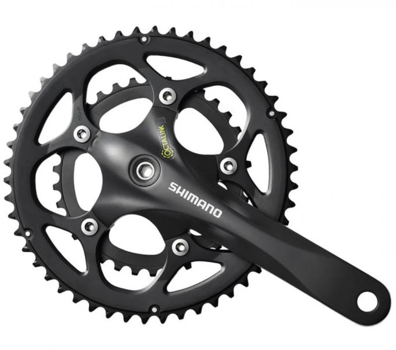 SHIMANO Kurbelgarnitur FC-R345 9-fach 170 mm 50-34 Zähne Schwarz - effizienter Antrieb für Rennrad und Fitnessbike