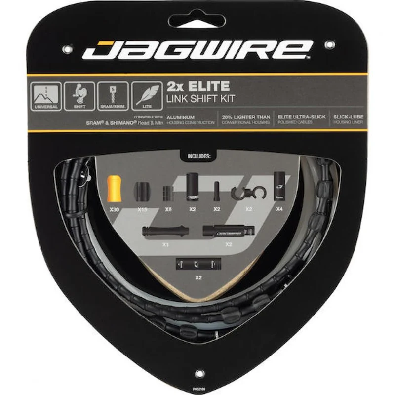 Jagwire Schaltzugset Road & Mountain Elite Link 2x Universal Schwarz - präzise Schaltperformance