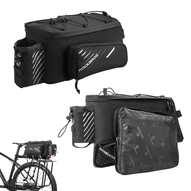ROCKBROS Fahrrad Gepäckträgertasche Schwarz 9-12L med 2 faltbare Seitentaschen