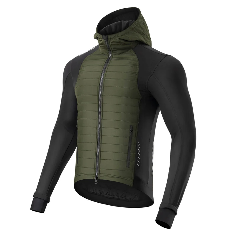 ROCKBROS Winter Fahrradjacke Herren Winddicht Thermo Softshelljacke mit Kapuze