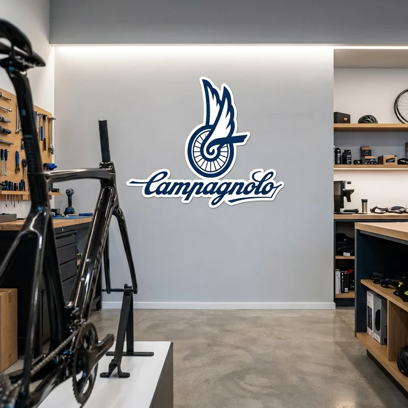 Aufkleber für Shopwand Campagnolo dunkelblau weiß 96,5 x 21cm