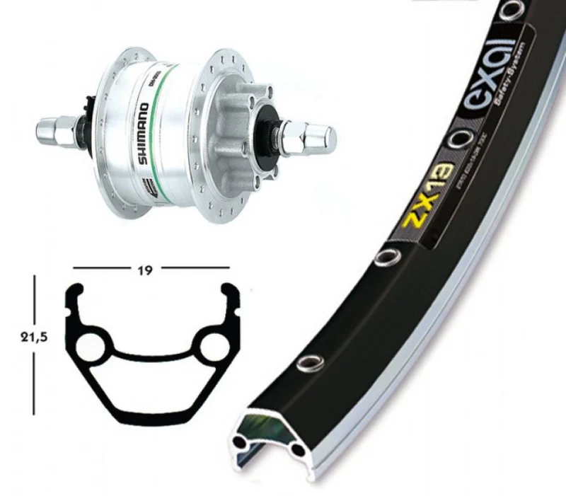 Laufrad|Vorderrad 28x1.75 Zoll DH-3D32 Disc 6-Loch silber Festachse 36-Loch Exal ZX 19 schwarz|silber Nirosta-Speichen