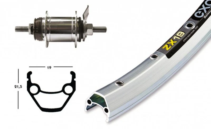 Bike-Parts Laufrad|Hinterrad 26x1.75 mit Rücktrittbremse Shimano 1-Gang 36-Loch Exal ZX 19 silber Nirosta-Speichen(2x 2,34)