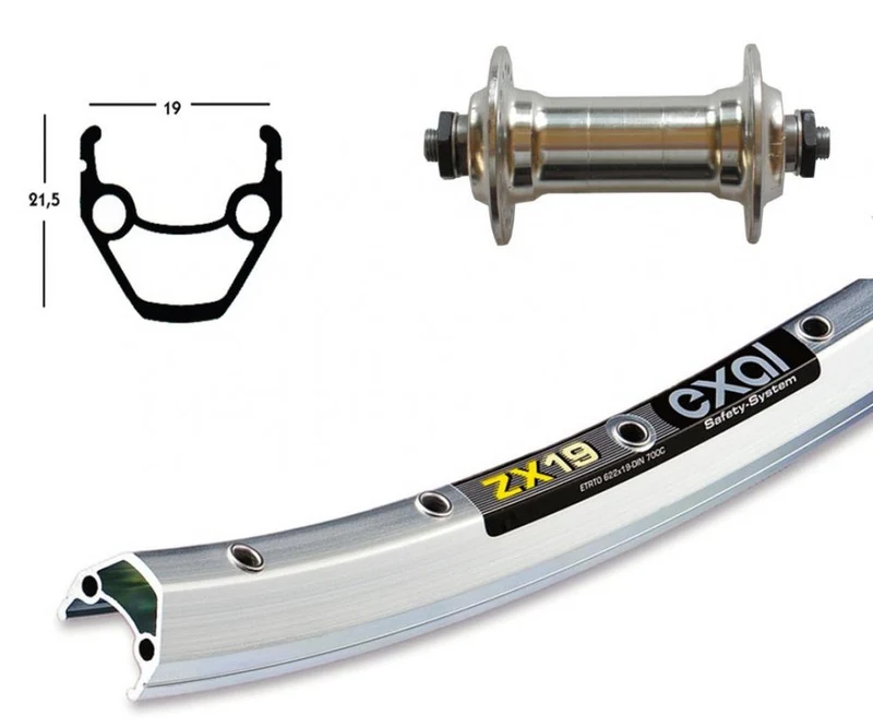 Bike-Parts Laufrad Vorderrad 26x1.75 Alunabe silber Schnellspanner 36-Loch Exal ZX 19 silber Nirosta-Speichen