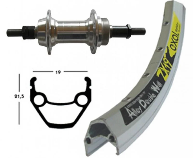Bike-Parts Laufrad Hinterrad 26x1.75 Alunabe silber Festachse 36-Loch Exal ZX 19 silber Nirosta-Speichen