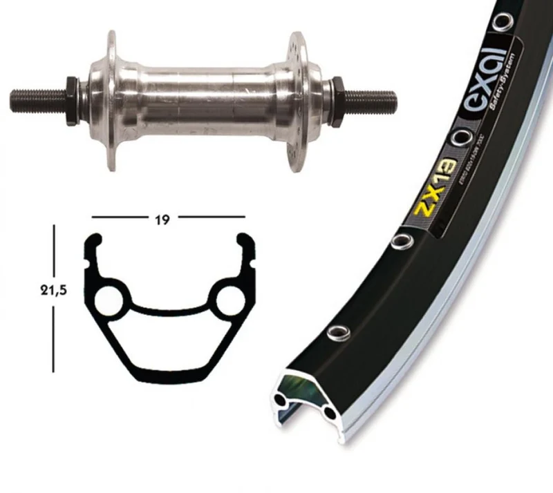Bike-Parts Laufrad Vorderrad 28x1.75 Alunabe silber Festachse 36-Loch Exal ZX 19 schwarz silber Nirosta-Speichen