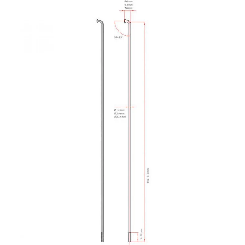 DT Swiss Speiche Champion 2.0 VE100 silber 222 mm - robuste J-Bend-Speiche für Straße & MTB