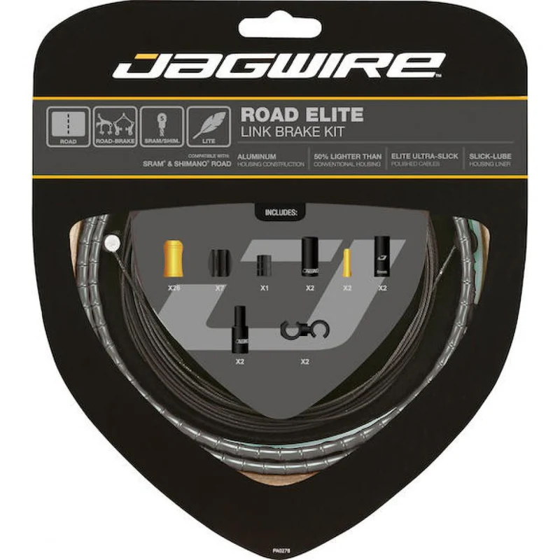 Jagwire Bremszugset Road Elite Link Standardlänge Grau - leichtes, direktes Bremsgefühl