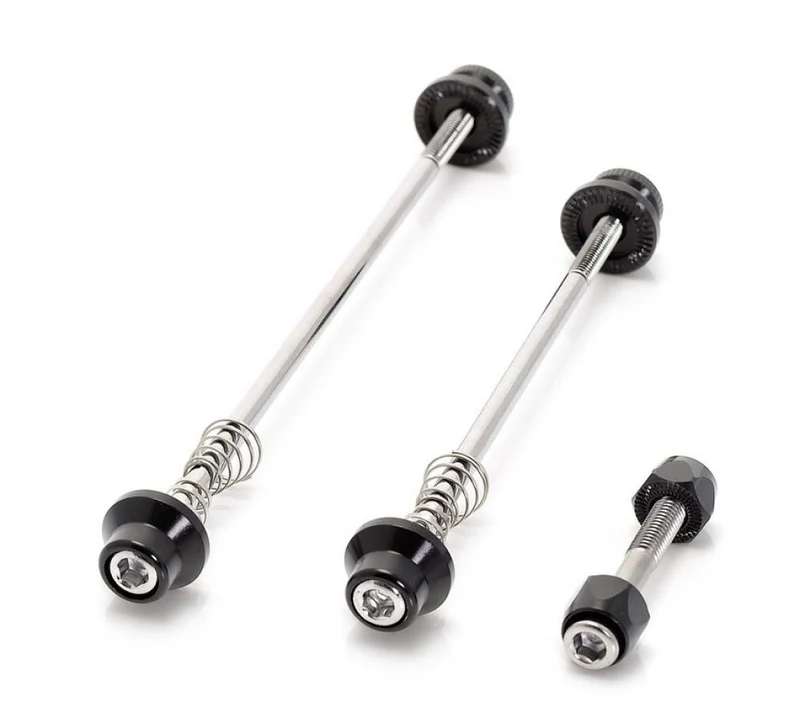XLC Schnellspann-Set QR-A01 Innensechskant 5 mm, 3-tlg (VR, HR, Sattel), 115/148 mm, schwarz - Diebstahlschutz, CroMo-Stahl/Alu