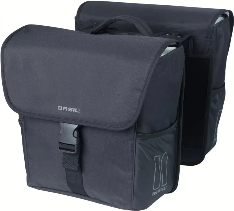 BASIL Go Double MIK 2.0 Doppeltasche 32 Liter - 900D Polyester, Kordelverschluss, Reflexion, vormontierte MIK 2.0 Adapterplatte