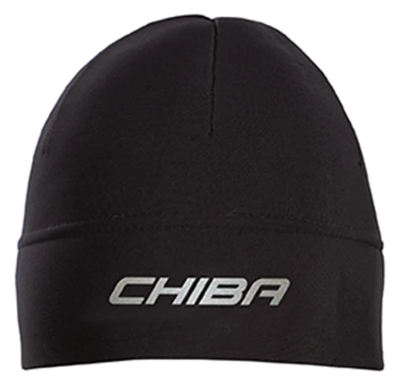 CHIBA Thermofleece Mütze Kids - S/M, schwarz, atmungsaktiv, reflektierendes Logo