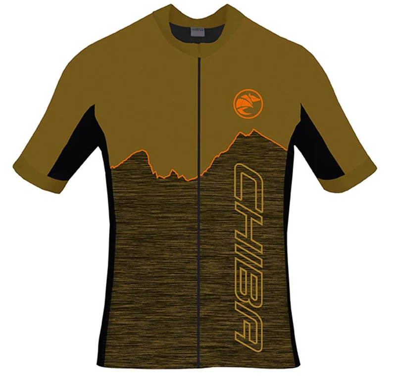 CHIBA Watzmann Shirt Herren - atmungsaktives Radsporttrikot olive/orange, Größe M