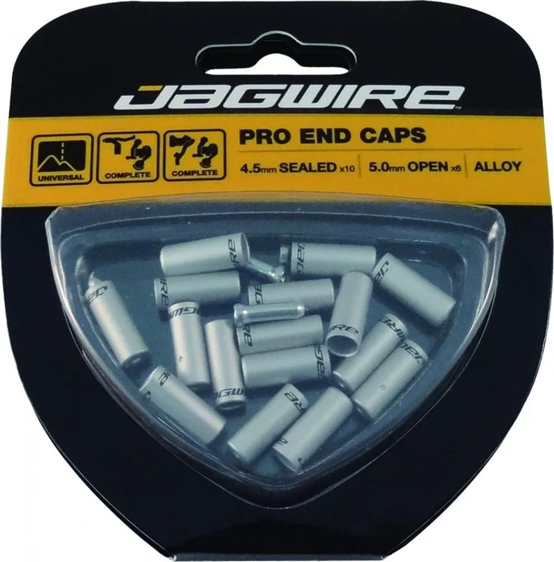 Jagwire Endkappenset Universal Pro 4,5 und 5 mm Silber - universelles Upgrade für Schaltzüge