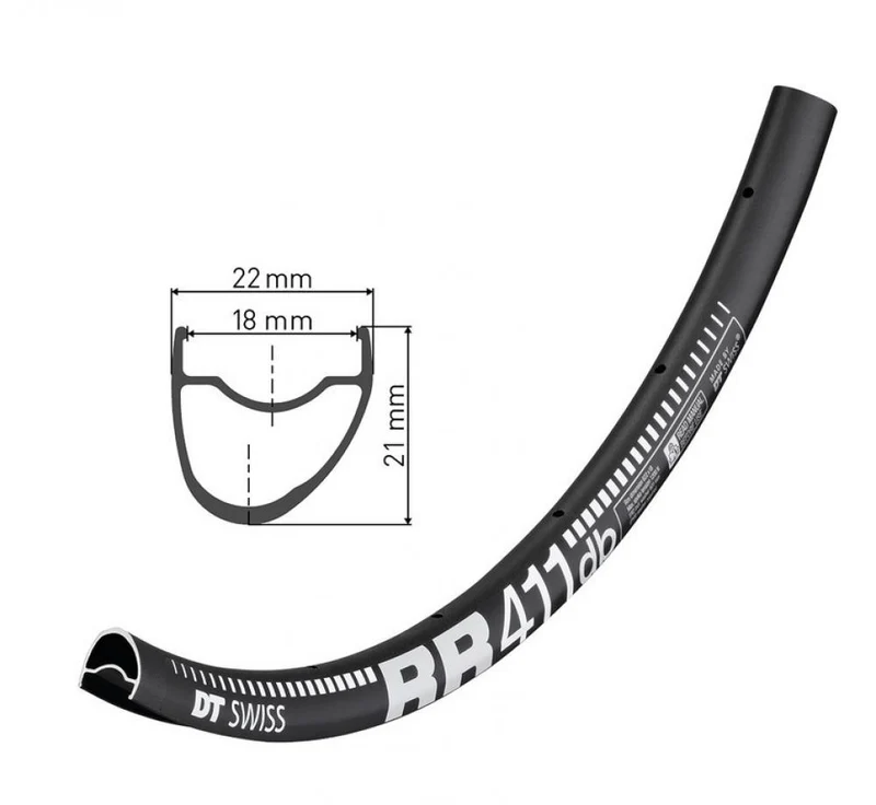 DT Swiss Felge RR 411 Asymmetric Disc 32 Loch Schwarz - leichte Rennrad-Disc-Felge