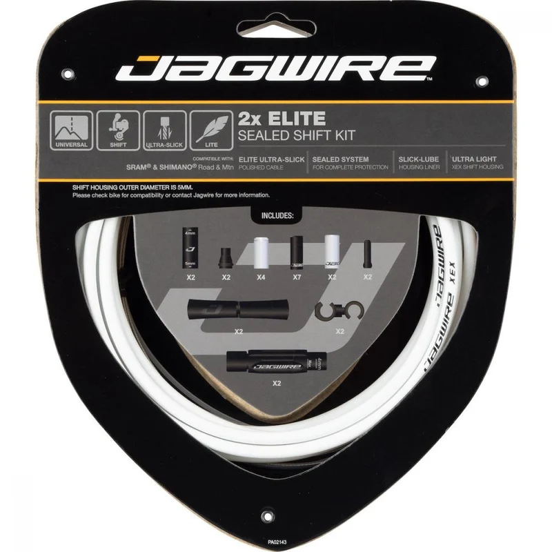 Jagwire Schaltzugset Road & Mountain Elite Sealed 2x Weiß - Durchgängiger Liner, Präzisionsschaltung