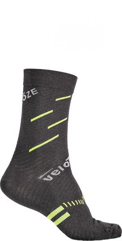 VeloToze Socken Merinowolle L/XL Schwarz/Gelb - Aktive Kompression & Temperaturregulierung