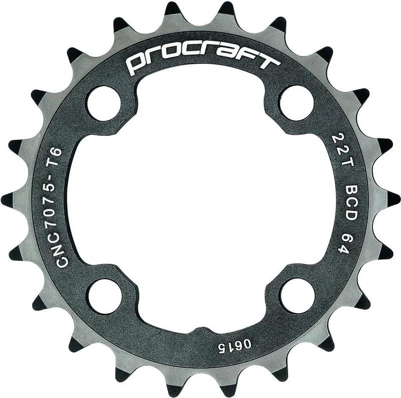 Procraft Kettenblatt MTB 64 9-fach 22 Z Schwarz - Eloxiert & CNC-gefräst