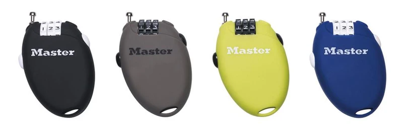 Master Lock Kabelschloss Retractor 4er Pack 2 mm x 700 mm - kompakte Diebstahlsicherung 700