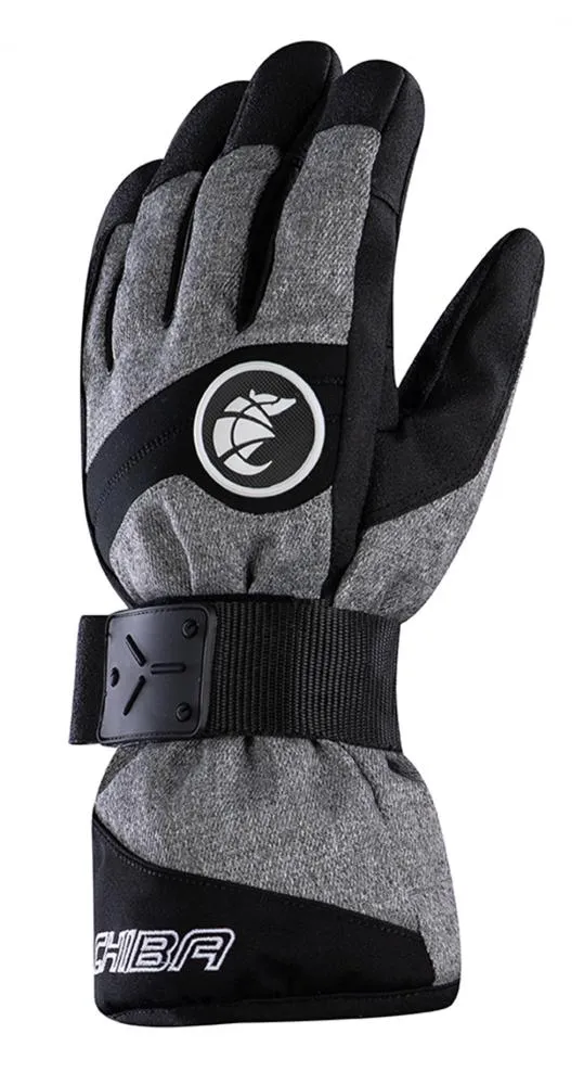 CHIBA Board - wasserdichte Primaloft Winter-Radhandschuhe mit Protektorschiene, Gr. 8, hellgrau/weiß
