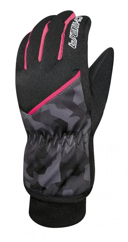 CHIBA Snow Flash - wasserdichte Kinder-Winterhandschuhe, Größe 6, Tarn/pink