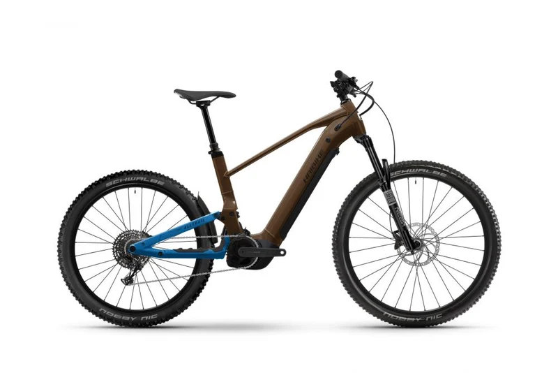 Haibike E-Mountain Bike AllTrail 6 Fully E-MTB 29/27 - Zoll 800 Wattstunden Bosch Performance Line CX 85 Newtonmeter SRAM NX Eagle 12-Gang leather-blue glossy L