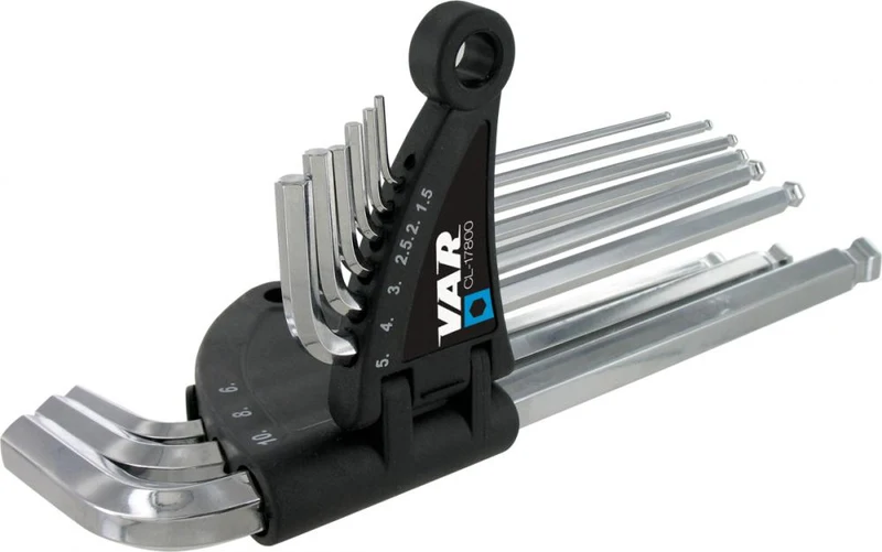 VAR Innensechskantschlüssel CL-17800 9-teilig (1,5-10 mm) - Werkstattqualität mit Kugelkopf