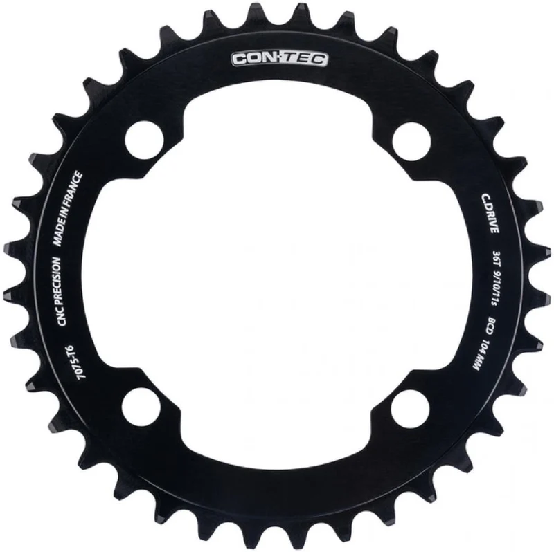 CONTEC Kettenblatt "C.Drive B"n4-Arm, 104mm Lochkreis, 9-/10-/11-fach, 3/32", Narrow-Wide (NW) Zahnprofil, Aluminium 7075, schwarznSB-verpackt, passend für Bosch Antrieb Gen.1, Gen.3 und Gen.4, 36 Zähne