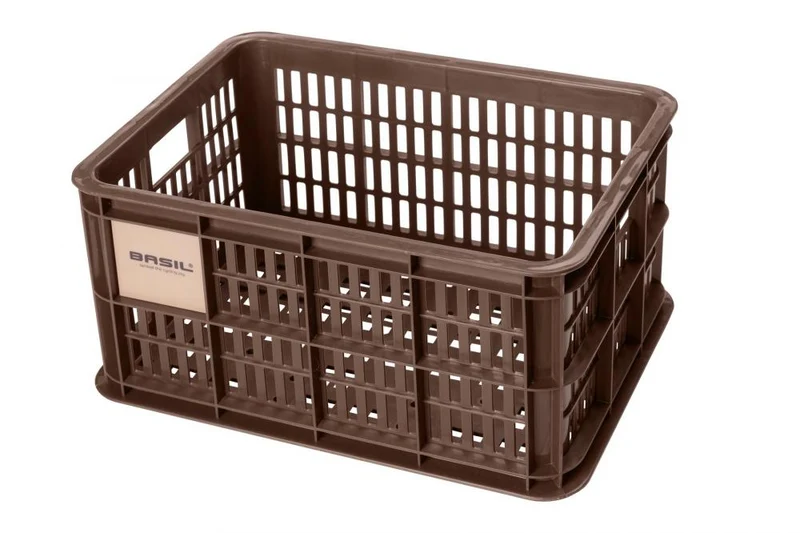 Basil Crate S Fahrradkiste - 17 - Fahrradkorb - 5 Liter braun recycelter Kunststoff für Front- oder Heckträger kompakt und robust - V.R.-Korb