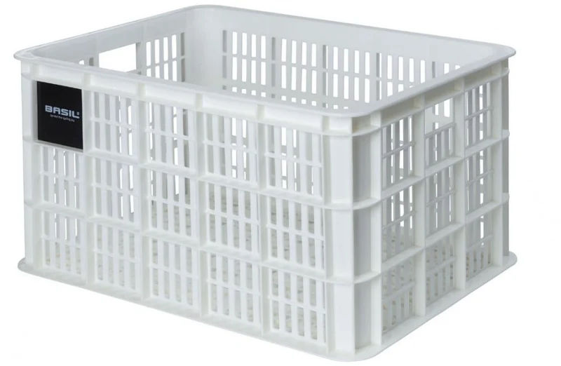 Basil Crate L Transportkorb 40L White - Recycelter Kunststoff Fahrradkorb - Anhänger