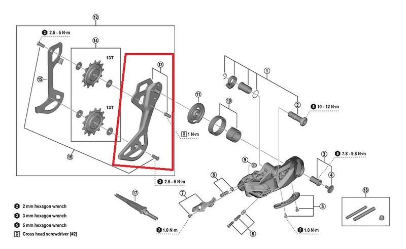 SHIMANO Kettenleitblech außen RD-M8250 SGS Lang-Käfig - präzise Kettenführung