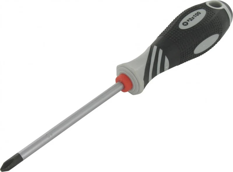 VAR Schraubendreher DV-71203 2 x 100 100 - ergonomischer Kreuzschlitzschraubendreher mit magnetischer Spitze