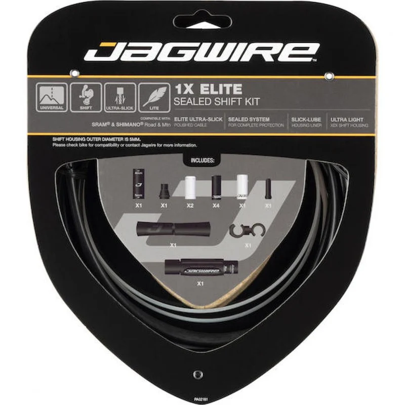 Jagwire Schaltzugset Road & Mountain Elite Sealed 1x Standardlänge Stealth Black - maximale Schaltperformance