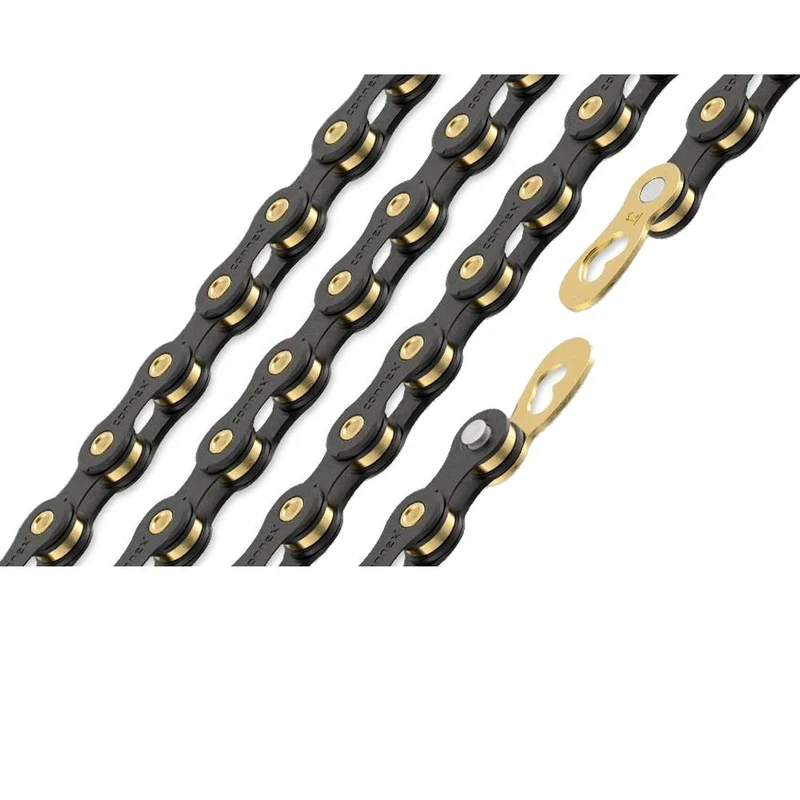 Connex 12sB Fahrradkette 12-fach 126 Glieder Schwarz/Gold mit Kettenschloss