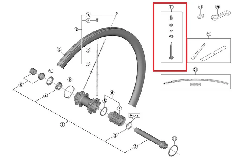 SHIMANO Ventil WH-R9170-C40-TL-F12 VR - Tubeless-Ventil für Rennrad-Laufräder