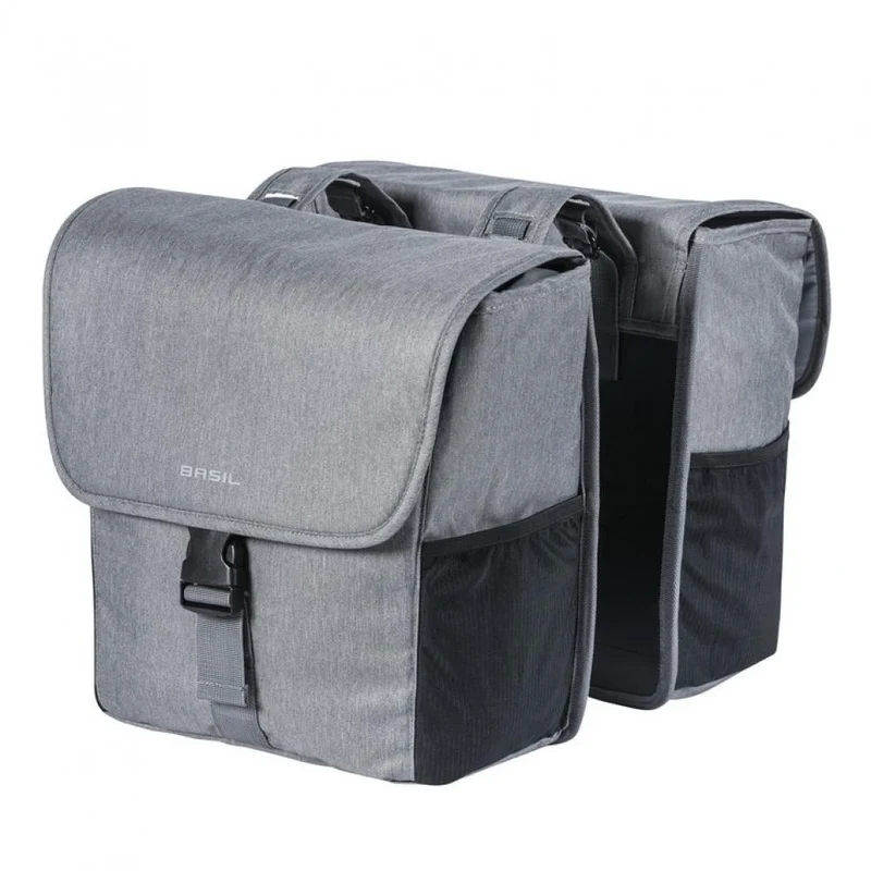 Basil Doppelpacktasche Go Double grey melee mit Reflexstreifen 32l